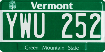 VT license plate YWU252