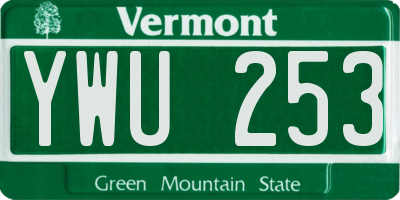 VT license plate YWU253