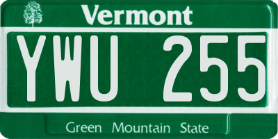 VT license plate YWU255