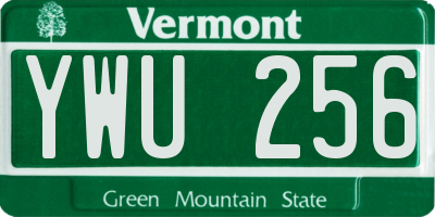 VT license plate YWU256