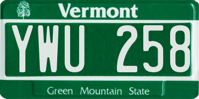VT license plate YWU258