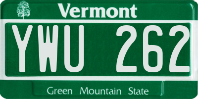 VT license plate YWU262
