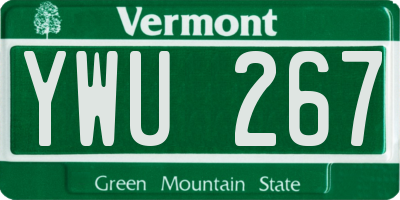 VT license plate YWU267