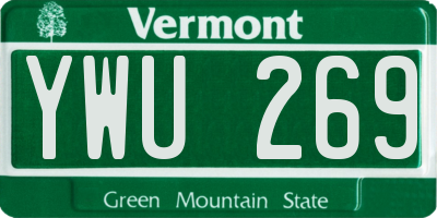 VT license plate YWU269