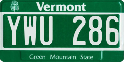 VT license plate YWU286