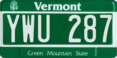 VT license plate YWU287