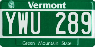 VT license plate YWU289