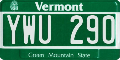 VT license plate YWU290