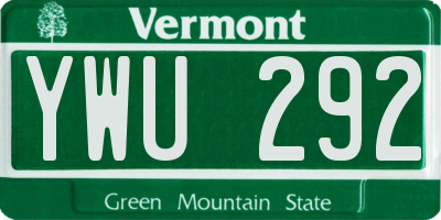 VT license plate YWU292