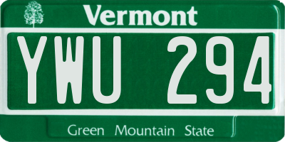 VT license plate YWU294