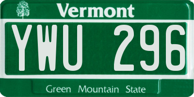 VT license plate YWU296