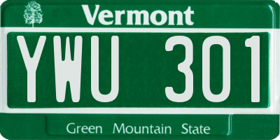 VT license plate YWU301