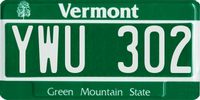 VT license plate YWU302