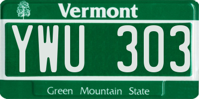 VT license plate YWU303
