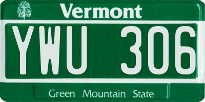 VT license plate YWU306