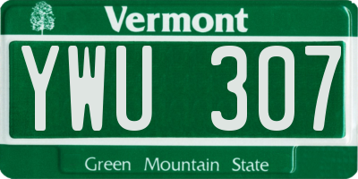 VT license plate YWU307