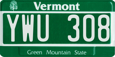 VT license plate YWU308