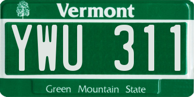 VT license plate YWU311