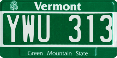 VT license plate YWU313