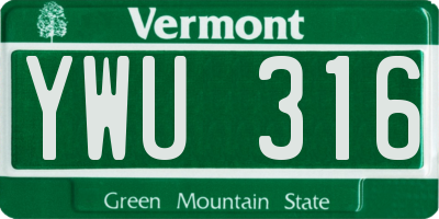 VT license plate YWU316