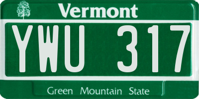 VT license plate YWU317