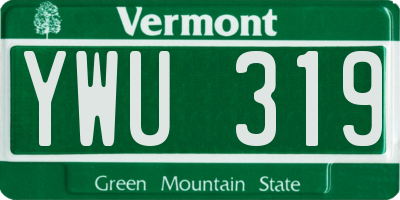 VT license plate YWU319