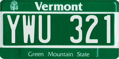 VT license plate YWU321