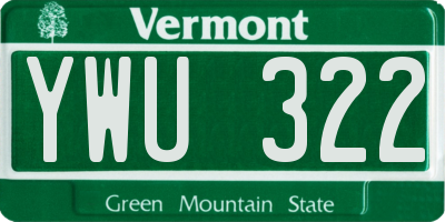 VT license plate YWU322