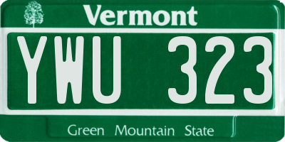 VT license plate YWU323