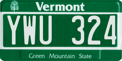 VT license plate YWU324
