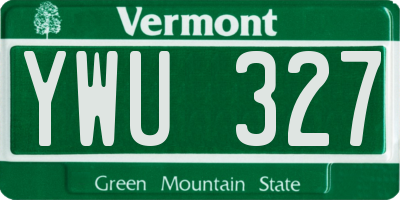 VT license plate YWU327