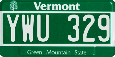 VT license plate YWU329