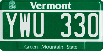 VT license plate YWU330