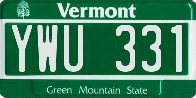 VT license plate YWU331
