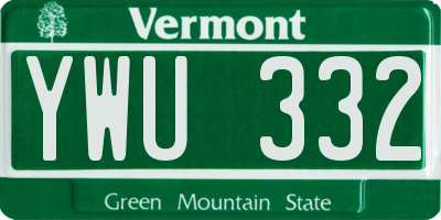 VT license plate YWU332