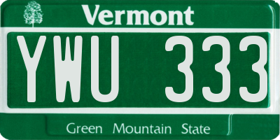 VT license plate YWU333