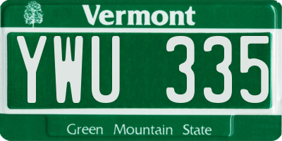 VT license plate YWU335