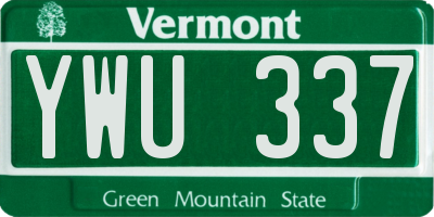 VT license plate YWU337