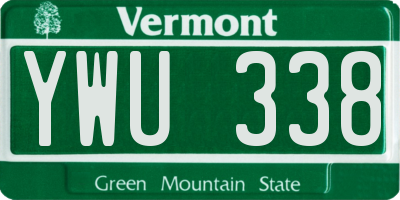 VT license plate YWU338