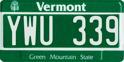 VT license plate YWU339