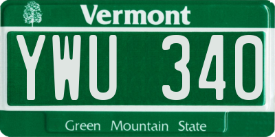 VT license plate YWU340