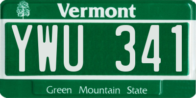 VT license plate YWU341