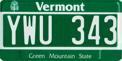 VT license plate YWU343
