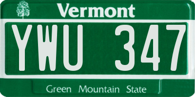 VT license plate YWU347