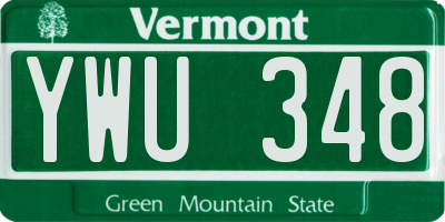 VT license plate YWU348