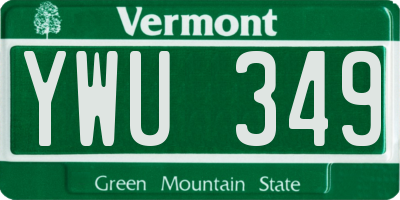 VT license plate YWU349