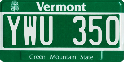 VT license plate YWU350