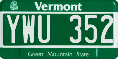 VT license plate YWU352