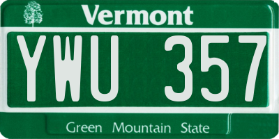 VT license plate YWU357