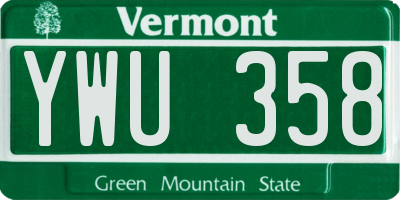 VT license plate YWU358